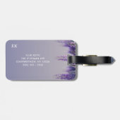 Gradiënt Paarse Bloemen Custom Monogram Bagagelabel (Achterkant horizontaal)