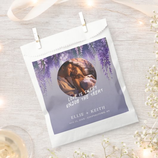 Gradiënt Paarse bloemen foto bruiloft Bedankzakje (Geknipt)