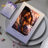 Gradiënt Paarse bloemen foto bruiloft Kaart