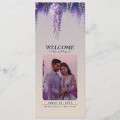 Gradiënt Paarse bloemen foto bruiloft Programmakaart (Voorkant)