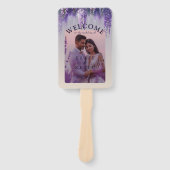 Gradient Paarse Bloemen Foto Trouwprogramma Handwaaier (Voorkant)