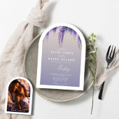 Gradiënt Paarse Bloemen Fotoboog Weddin Kaart