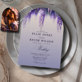 Gradiënt Paarse Bloemen Fotoboog Weddin Kaart