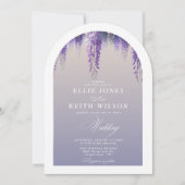 Gradiënt Paarse Bloemen Fotoboog Weddin Kaart (Voorkant)