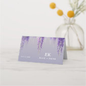 Gradiënt Paarse Bloemen Monogram Huwelijk Plaatskaartje (Achterkant)