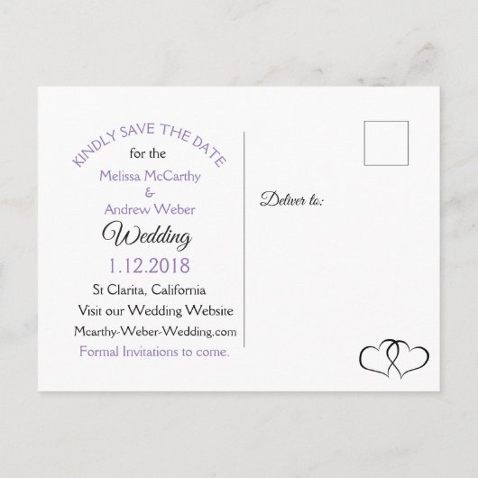 Gradiënt Paarse Foto sparen het Briefkaart van de (Achterkant)