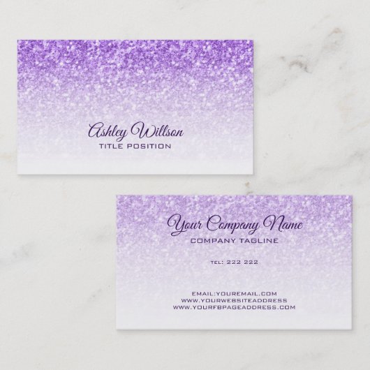 Gradiënt Paarse glitter Visitekaartje (Voorkant / Achterkant)