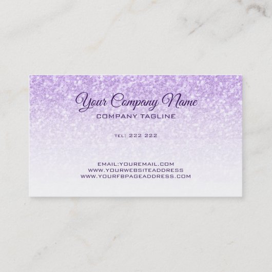 Gradiënt Paarse glitter Visitekaartje (Achterkant)