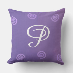 Gradiënt Paarse lavender Swirls Monogram Kussens