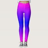 Gradiënt Paarse Roze Blauwe Neon Leggings Tijd (Voorkant)