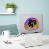 Gradiënt Palm Bomen Paarse Vakantie Sticker (Laptop op bureau)