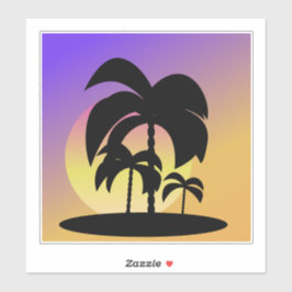 Gradiënt Palmboom Zonsondergang Vakantie Sticker