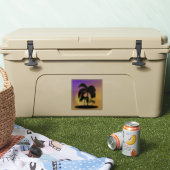 Gradiënt Palmboom Zonsondergang Vakantie Sticker (Koeler)