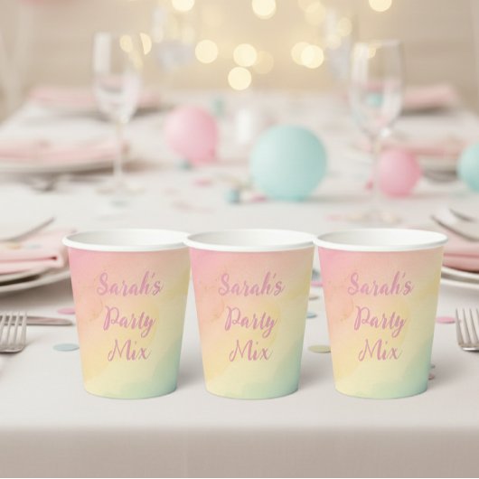  gradient party watercolor pink Elegant Birthday  Papieren Bekers
