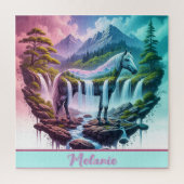 Gradient Pastel Horse Waterval Natuur Puzzel Legpuzzel (Verticaal)