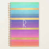 Gradiënt Pastel Stripes Monogrammed Planner (Voorkant)