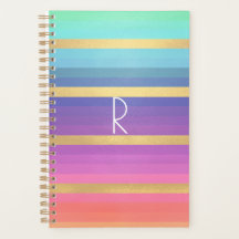 Gradiënt Pastel Stripes Monogrammed Planner