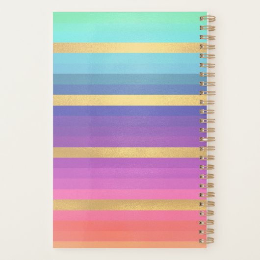 Gradiënt Pastel Stripes Monogrammed Planner (Achterkant)