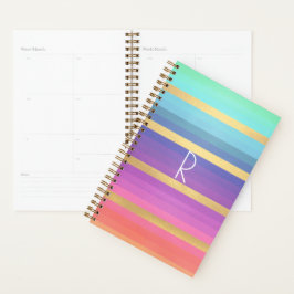 Gradiënt Pastel Stripes Monogrammed Planner