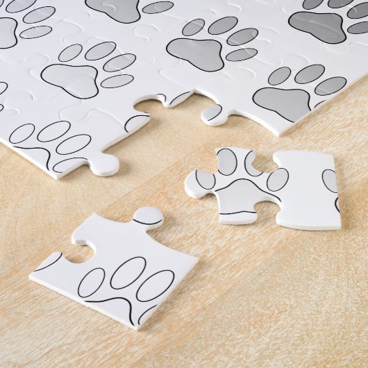 Gradient Paw Prints in Black & White & Gray Legpuzzel (Zijkant)