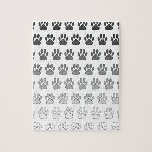 Gradient Paw Prints in Black & White & Gray Legpuzzel (Verticaal)