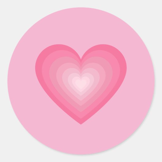 Gradient Pink Heart Design – Pastel Pink Love Sign Ronde Sticker (Voorkant)