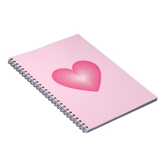 Gradient Pink Heart Design – Schattige liefdessymb Notitieboek (Rechterzijde)