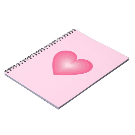 Gradient Pink Heart Design – Schattige liefdessymb Notitieboek (Linkerzijde)