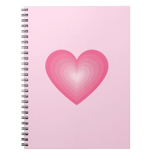 Gradient Pink Heart Design – Schattige liefdessymb Notitieboek (Voorkant)