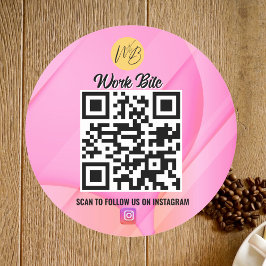 Gradient Pink Wave Business Instagram QR-code Ronde Sticker