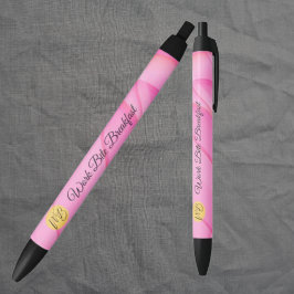 Gradient Pink Wave Business Logo Naam Promotioneel Zwarte Inkt Pen