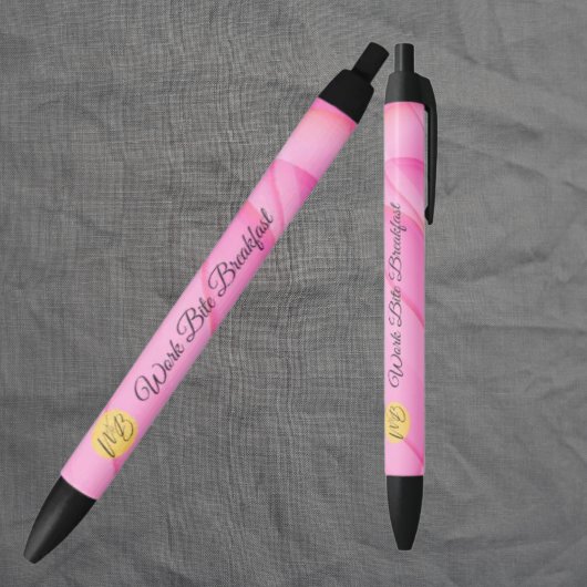 Gradient Pink Wave Business Logo Naam Promotioneel Zwarte Inkt Pen