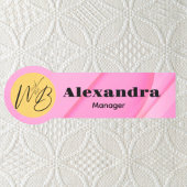 Gradient Pink Wave Modern Restaurant Medewerker Naamplaatje