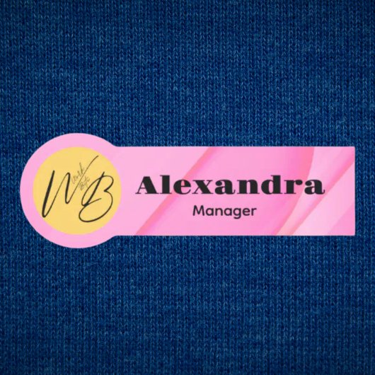 Gradient Pink Wave Modern Restaurant Medewerker Naamplaatje