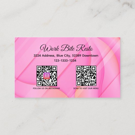 Gradient Pink Wave Restaurant QR Code Menu en Kortingskaartje (Achterkant)
