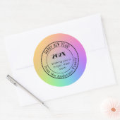 Gradient Rainbow 3-in Happy New Year Round Sticker (Envelop)