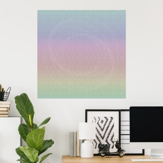 Gradiënt Rainbow Holo-Pattern met mosterd Swirl Poster (Thuiskantoor)