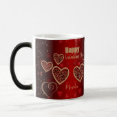 Gradient Red Gold Hearts Valentijn Magische Mok (Links)
