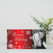 Gradient Red Snowflake Vakantie Winter Fotokaart Feestdagenkaart (Staand voorkant)