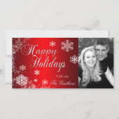 Gradient Red Snowflake Vakantie Winter Fotokaart Feestdagenkaart (Voorkant)