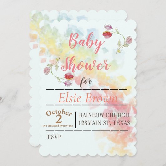 Gradiënt Regenboog en Tulpen Save The Date (Voorkant / Achterkant)