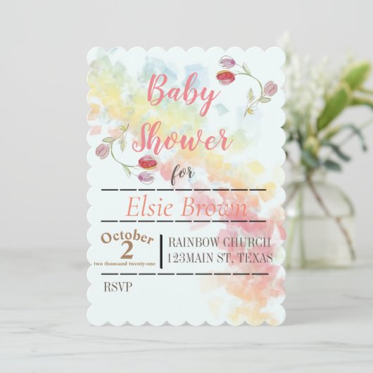 Gradiënt Regenboog en Tulpen Save The Date (Staand voorkant)