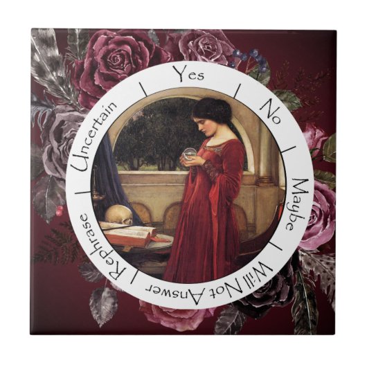 Gradiënt rode en zwarte bloemen slinger tegeltje (Voorkant)