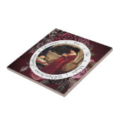 Gradiënt rode en zwarte bloemen slinger tegeltje (Zijkant)