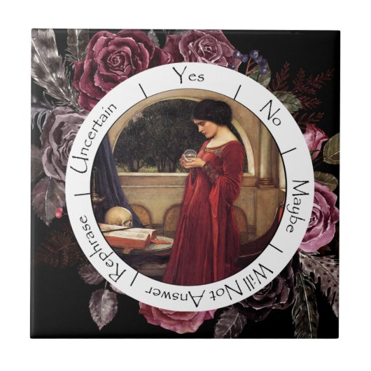 Gradiënt rode en zwarte bloemen slinger tegeltje (Voorkant)