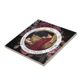 Gradiënt rode en zwarte bloemen slinger tegeltje (Zijkant)