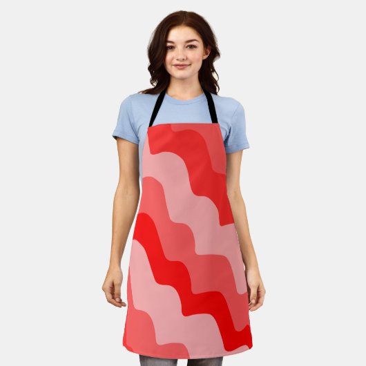 Gradiënt rode golvende oceaangolven schort (Gedragen)