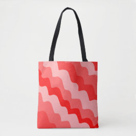 Gradiënt rode golvende oceaangolven tote bag