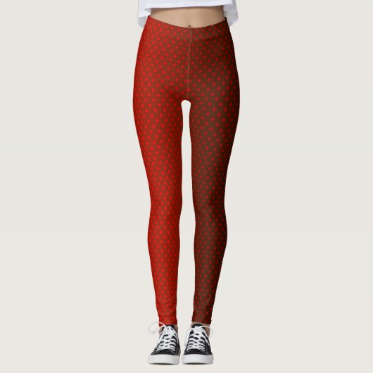 Gradiënt rode grijze polka-punten afdrukken abstra leggings (Voorkant)