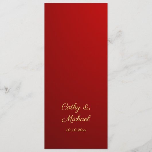 Gradiënt rood Chinees bruiloft dubbel geluk Menu (Achterkant)